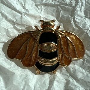 Trifari enamel Gold and Black Bee Brooch